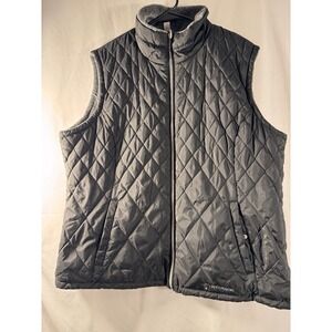 Free Country Puffer Vest Women's XXL Quilted Gray Fleece Lined Zip Front Pockets